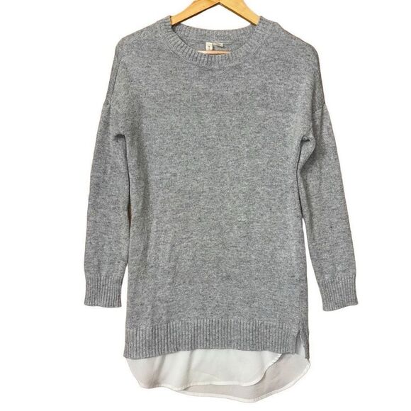 Anthropologie Moth Tunic Gray Sweater Dress Shirttail Layered Hem Womens Size XS - Picture 1 of 10